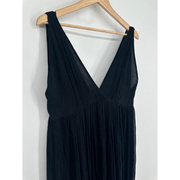 Anthropologie 100% Silk Mes Demoiselles Octavia Maxi Dress V-Neck Pleated Gown - Picture 7 of 11